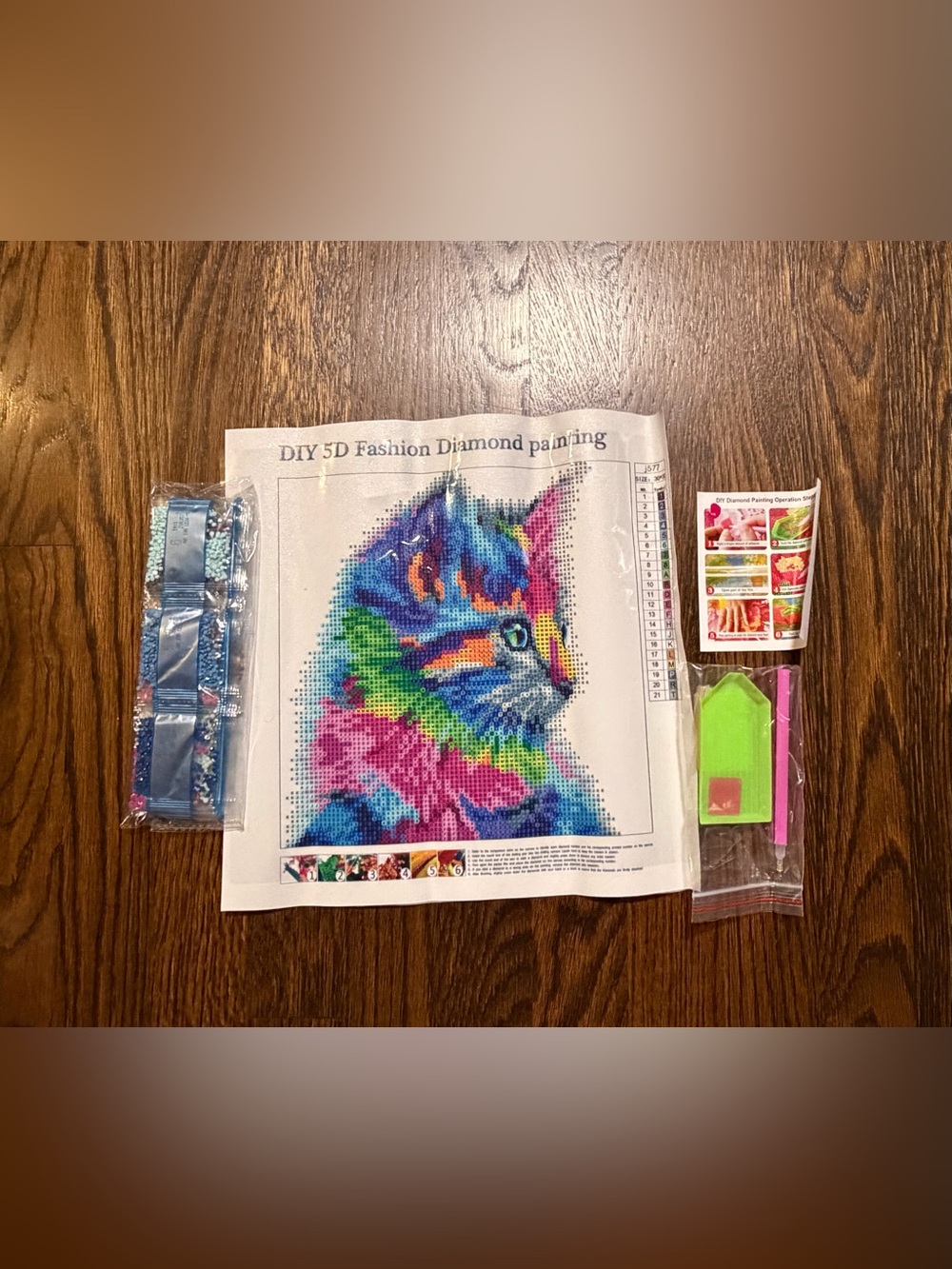 DIY 5D Fashion Diamond Painting Kit - Colorful Cat Design - Picture 3 of 4